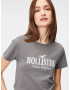 HOLLISTER Tricou gri / alb - Pled.ro