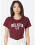 HOLLISTER Tricou roșu burgundy / alb - Pled.ro