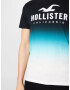 HOLLISTER Tricou turcoaz / cyan / negru / alb - Pled.ro