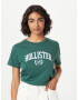 HOLLISTER Tricou verde smarald / alb - Pled.ro