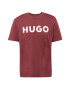 HUGO Tricou 'Dulivio' maro ruginiu / alb - Pled.ro