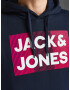 JACK & JONES Bluză de molton albastru noapte / roșu / alb - Pled.ro