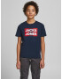 Jack & Jones Junior Tricou 'Ecorp' albastru marin / roșu rodie / alb - Pled.ro