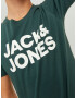 Jack & Jones Junior Tricou 'ECORP' verde pin / alb - Pled.ro