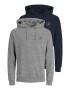 Jack & Jones Plus Bluză de molton 'Jaxon' bleumarin / gri amestecat / alb - Pled.ro