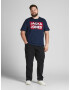 Jack & Jones Plus Tricou bleumarin / alb - Pled.ro