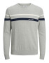 JACK & JONES Pulover 'Emil' albastru noapte / gri deschis / alb natural - Pled.ro