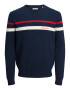 JACK & JONES Pulover 'Emil' crem / albastru noapte / roșu - Pled.ro