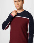 JACK & JONES Pulover 'LOGAN' bleumarin / roșu bordeaux / alb - Pled.ro