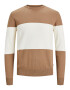 JACK & JONES Pulover maro deschis / alb natural - Pled.ro