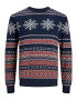 JACK & JONES Pulover 'SNOWBALL' bleumarin / roșu / alb - Pled.ro