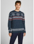 JACK & JONES Pulover 'Snowy' bleumarin / roșu / alb - Pled.ro