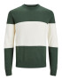 JACK & JONES Pulover verde închis / alb - Pled.ro