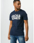 JACK & JONES Tricou albastru închis / alb - Pled.ro