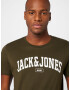 JACK & JONES Tricou 'BLUBOOSTER' oliv / alb - Pled.ro