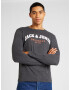 JACK & JONES Tricou 'BRAD' gri metalic / portocaliu închis / alb - Pled.ro