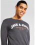 JACK & JONES Tricou 'BRAD' gri metalic / portocaliu închis / alb - Pled.ro