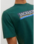 JACK & JONES Tricou 'Codyy' azuriu / verde smarald / alb - Pled.ro