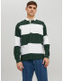 JACK & JONES Tricou 'Hudson' verde închis / alb - Pled.ro