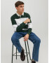 JACK & JONES Tricou 'Hudson' verde închis / alb - Pled.ro