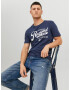 JACK & JONES Tricou 'JEANS' albastru noapte / alb - Pled.ro