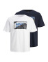 JACK & JONES Tricou 'LOGAN' albastru noapte / alb - Pled.ro