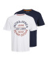 JACK & JONES Tricou 'MIKK' bleumarin / alb - Pled.ro