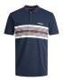 JACK & JONES Tricou 'MILO' bleumarin / roșu burgundy / alb - Pled.ro