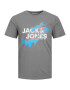 JACK & JONES Tricou 'Nelson' azur / gri / portocaliu deschis / alb - Pled.ro