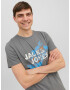 JACK & JONES Tricou 'Nelson' azur / gri / portocaliu deschis / alb - Pled.ro