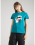 Karl Lagerfeld Tricou 'Ikonik 2.0' verde petrol / negru / alb - Pled.ro