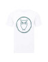 KnowledgeCotton Apparel Tricou 'Owl' verde smarald / alb - Pled.ro