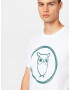 KnowledgeCotton Apparel Tricou 'Owl' verde smarald / alb - Pled.ro