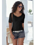 LASCANA Tricou negru / alb - Pled.ro