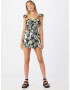 Missguided Salopeta 'Tropical' verde / negru / alb - Pled.ro