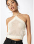 Monki Top brodat alb natural - Pled.ro