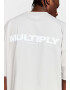 Multiply Apparel Tricou gri / alb - Pled.ro