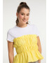 MYMO Tricou galben / alb - Pled.ro