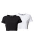 NA-KD Tricou negru / alb murdar - Pled.ro