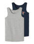 NAME IT Tricou bleumarin / gri amestecat / portocaliu deschis / alb - Pled.ro