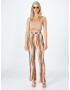 Nasty Gal Pantaloni maro / alb - Pled.ro