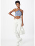 Nasty Gal Top brodat albastru / alb - Pled.ro