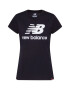 new balance Tricou 'Essentials Stacked Logo' negru / alb - Pled.ro