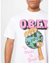 Obey Tricou albastru deschis / galben muștar / roz deschis / alb - Pled.ro