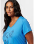 ONLY Carmakoma Tricou 'QUOTE' azur / negru - Pled.ro