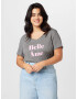 ONLY Carmakoma Tricou 'QUOTE' gri amestecat / roz pastel - Pled.ro