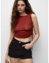 Pull&Bear Top brodat maro ruginiu - Pled.ro