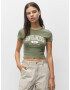 Pull&Bear Tricou oliv / alb - Pled.ro