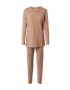 SCHIESSER Pijama 'Essentials' maro deschis / alb - Pled.ro