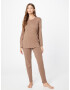 SCHIESSER Pijama 'Essentials' maro deschis / alb - Pled.ro